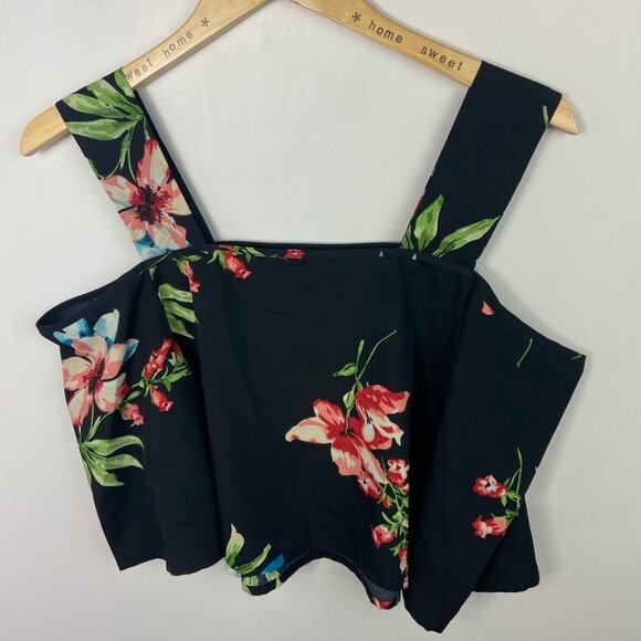 Walter Baker Gigi‎ Cold Shoulder Floral Crop Top South Moon Under Black Size XS - Picture 10 of 10